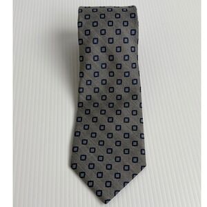 Tommy Hilfiger Mens Grey Blue Geometric Square Silk Necktie Classic Tie